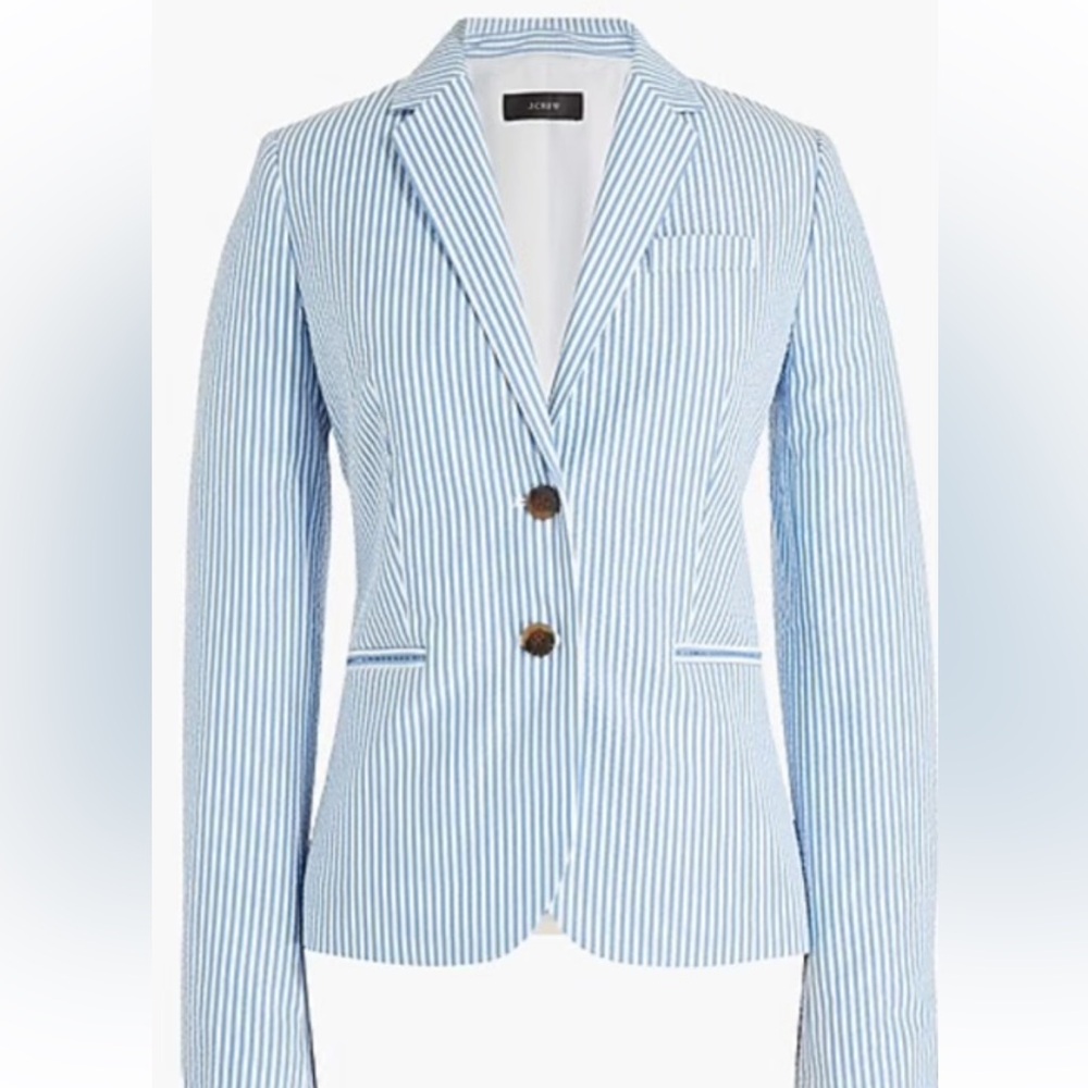 J. Crew Light Blue Seersucker Striped Blazer